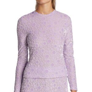 Stine Goya Fitted Long Sleeve Velveteen Burn Out Purple Bubble Tee Top